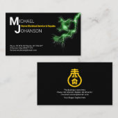 Monogramm grüner elektrischer Blitz Visitenkarte (Vorne/Hinten)