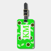 Monogramm grüner Flor Gepäckanhänger (Vorderseite vertikal)