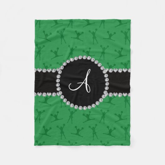 Monogramm grüner schwarzer Kreislauf Fleecedecke (Vorderseite)