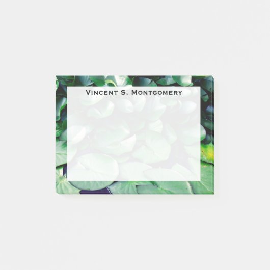 Monogramm Grüner Seerosenteich Post-it Klebezettel (Vorderseite)