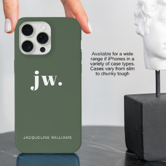 Monogramm Grüner Stylischer Moderner Minimalistisc iPhone 15 Pro Max Hülle