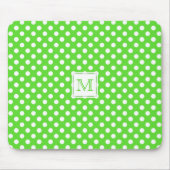 Monogramm: Grüner u. weißer Tupfen Mousepad (Vorne)
