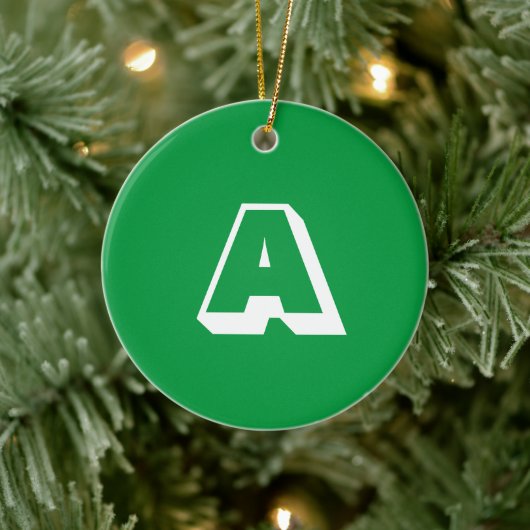 Monogramm grüner weißer Brauch Erstwein Keramik Ornament (Baum)