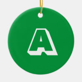 Monogramm grüner weißer Brauch Erstwein Keramik Ornament (Vorne)