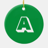 Monogramm grüner weißer Brauch Erstwein Keramik Ornament (Hinten)