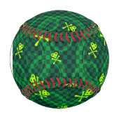 Monogramm grünes Emo-Muster mit Kreisen Baseball (Vorderseite)