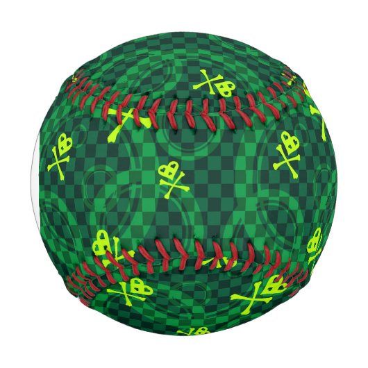 Monogramm grünes Emo-Muster mit Kreisen Baseball (Vorderseite)
