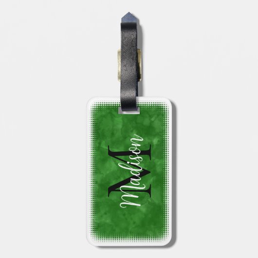 Monogramm Grünes Individuelle Name Gepäckanhänger (Rückseite vertikal)