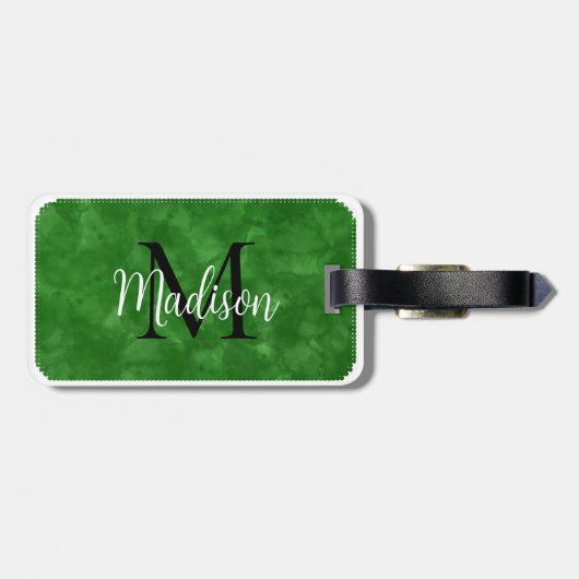 Monogramm Grünes Individuelle Name Gepäckanhänger (Rückseite horizontal)