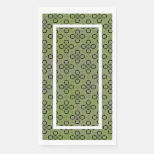 Monogramm, grünes und schwarzes Retro-Muster Serviette