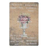 Monogramm Grunge Holz floral und Katzen Französisc Mini Klemmbrett (Rückseite)