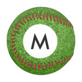 Monogramm Grüngrastextur Baseball (Vorderseite Links)