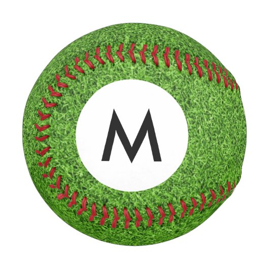 Monogramm Grüngrastextur Baseball (Vorderseite Links)