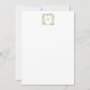 Monogramm Grünzeug Kranz & Schleife Dankeskarte