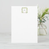 Monogramm Grünzeug Kranz & Schleife Dankeskarte (Stehend Vorderseite)