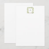 Monogramm Grünzeug Kranz & Schleife Dankeskarte (Vorne/Hinten)