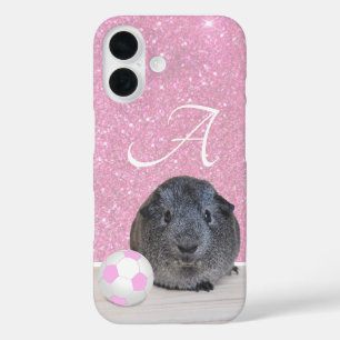 Monogramm Guinea Pig Rosa Fußball Rose Gold iPhone 16 Hülle