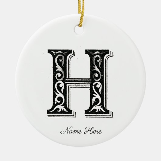 Monogramm H, Buchstabe H, Alphabet H, Initial H Keramik Ornament (Vorne)