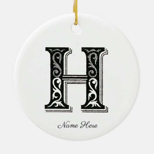 Monogramm H, Buchstabe H, Alphabet H, Initial H Keramik Ornament (Hinten)
