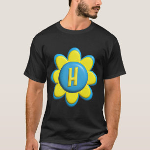 Monogramm H Farbige Blume T-Shirt