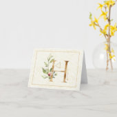 Monogramm H Floral Note Card Gold Karte (Gelbe Blume)