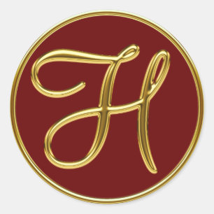 Monogramm H in 3D-Gold Runder Aufkleber