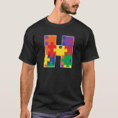 Monogramm H in mehrfarbigen Puzzleteilen T-Shirt (Vorderseite)