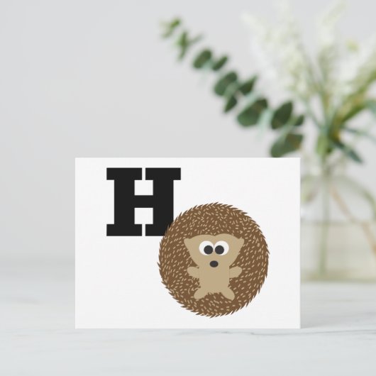 Monogramm H ist für Igel bestimmt. Postkarte (Stehend Vorderseite)