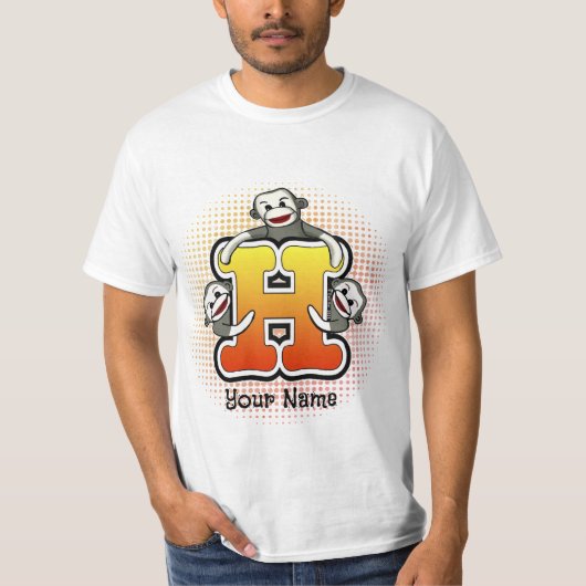 Monogramm H Sock Monkey T-Shirt (Vorderseite)