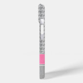 Monogramm Hahnentrittmuster Muster Grau und Rosa Case-Mate iPhone Hülle (Rückseite / Links)