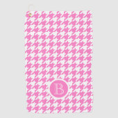 Monogramm Hahnentrittmuster Rosa weiß Personalisie Golfhandtuch (Vorderseite)