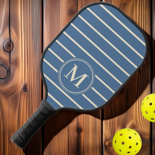 Monogramm Halbjahrs Streifen Capri Blue Farbe Pickleball Schläger