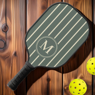 Monogramm Halbjahrsstreifen Warme Grau Farbe Pickleball Schläger