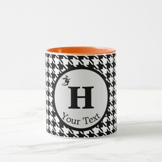 Monogramm Halloween Hahnentrittmuster 11oz Combo-T Tasse (Zentrum)