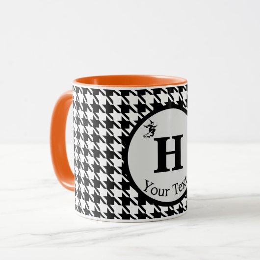 Monogramm Halloween Hahnentrittmuster 11oz Combo-T Tasse (Vorderseite Links)