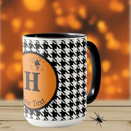 Monogramm, Halloween Hahnentrittmuster 15oz Combo- Tasse