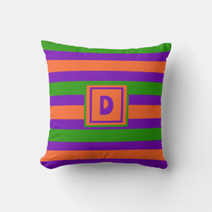 Monogramm Halloween Lila Orange & Green Kissen