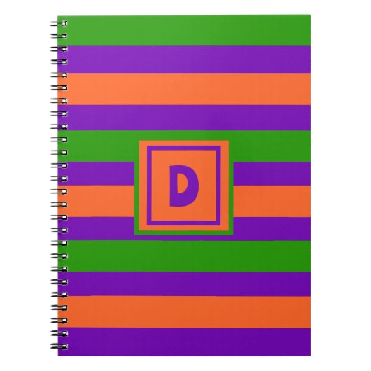 Monogramm Halloween Lila Orange & Green Notizblock (Vorderseite)