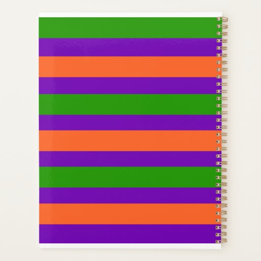 Monogramm Halloween Lila Orange & Green Planer (Rückseite)