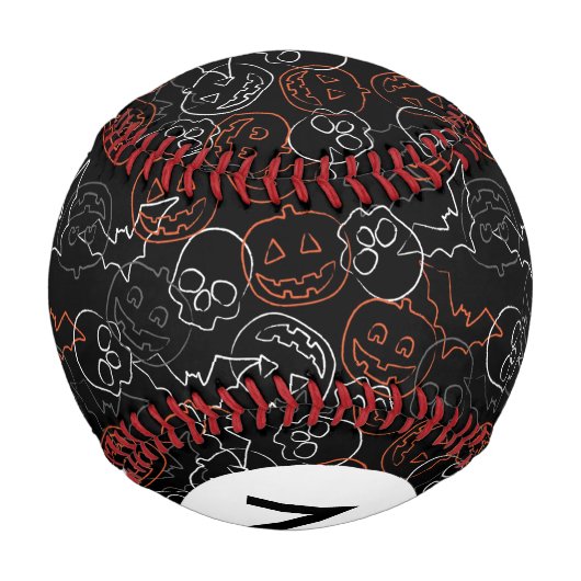 Monogramm Halloween-Muster Baseball (Rückseite)