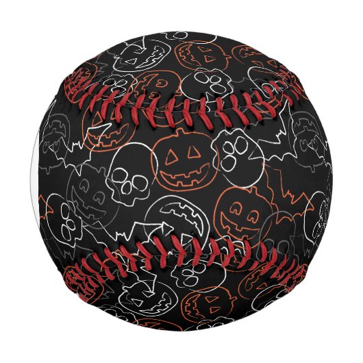 Monogramm Halloween-Muster Baseball (Vorderseite)