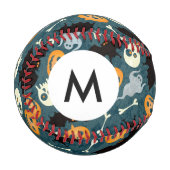 Monogramm Halloween-Muster Baseball (Vorderseite Links)