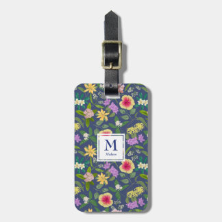 Monogramm handbemalter tropischer Blume Gepäckanhänger