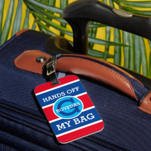 Monogramm Hände weg von meiner Tasche Text auf Rot Gepäckanhänger