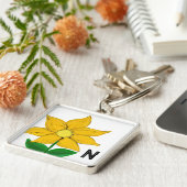 Monogramm handgemalt gelbe Sonnenblume Schlüsselanhänger (Seite)