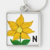 Monogramm handgemalt gelbe Sonnenblume Schlüsselanhänger (Vorne)