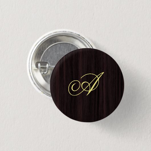 Monogramm handgeschriebene Holzmuster-Vorlagen Button (Vorne & Hinten)