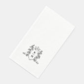 Monogramm handgezeichnetes Wappen Schwarz-weiße Ho Serviette (Ecke)