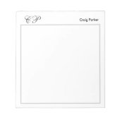 Monogramm Handschrift Beruflich Schlicht einfach Notizblock (Vorderseite)