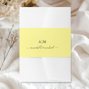 Monogramm, Handschrift, elegant gelb Einladungsbanderole